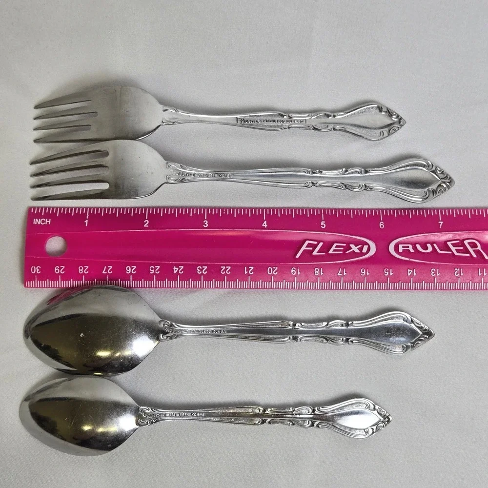 15 Piece Rogers Stainless Korea Flatware Set Auberge Pattern Forks Spoons